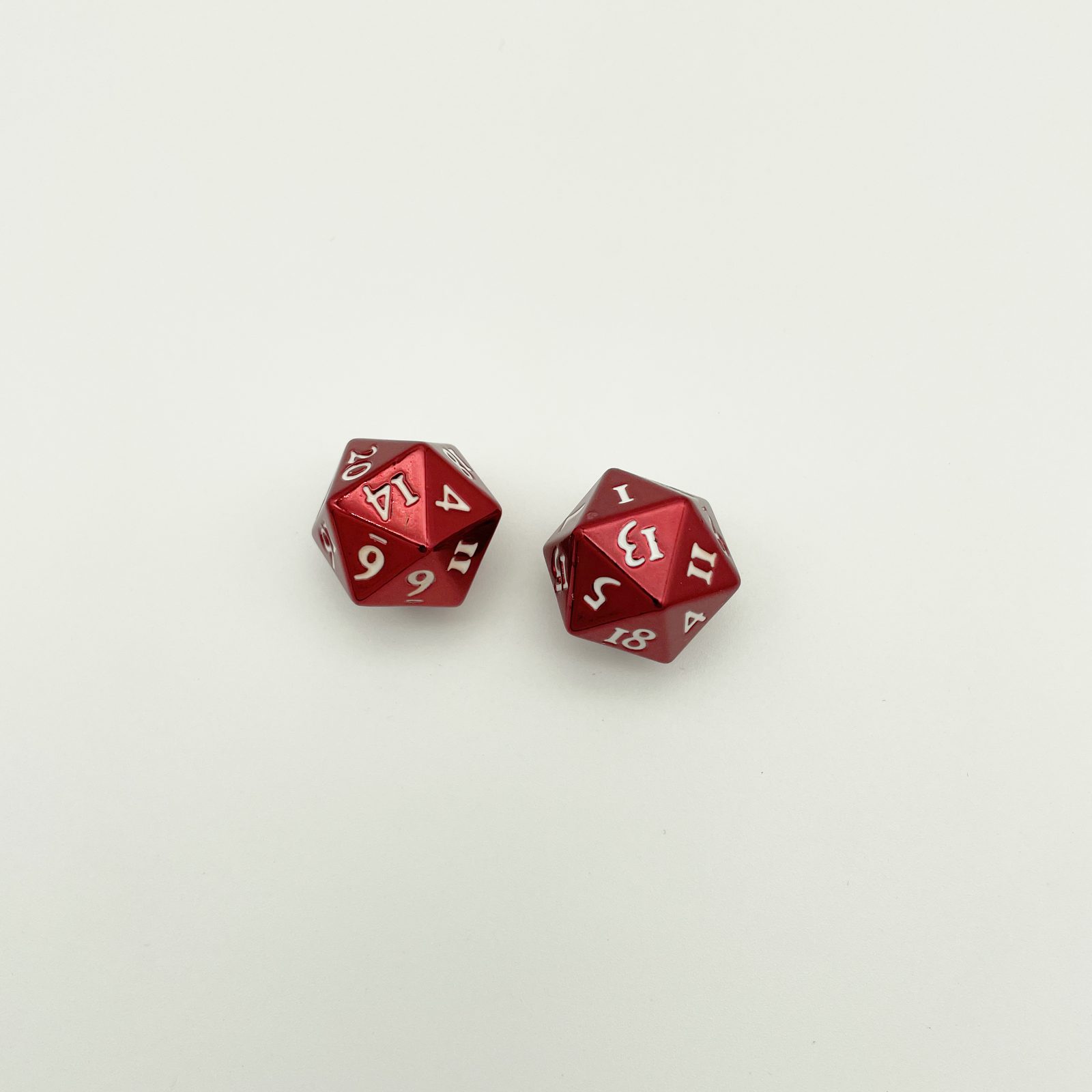 Custom metal RPG dice, dual plating with enamel numerals