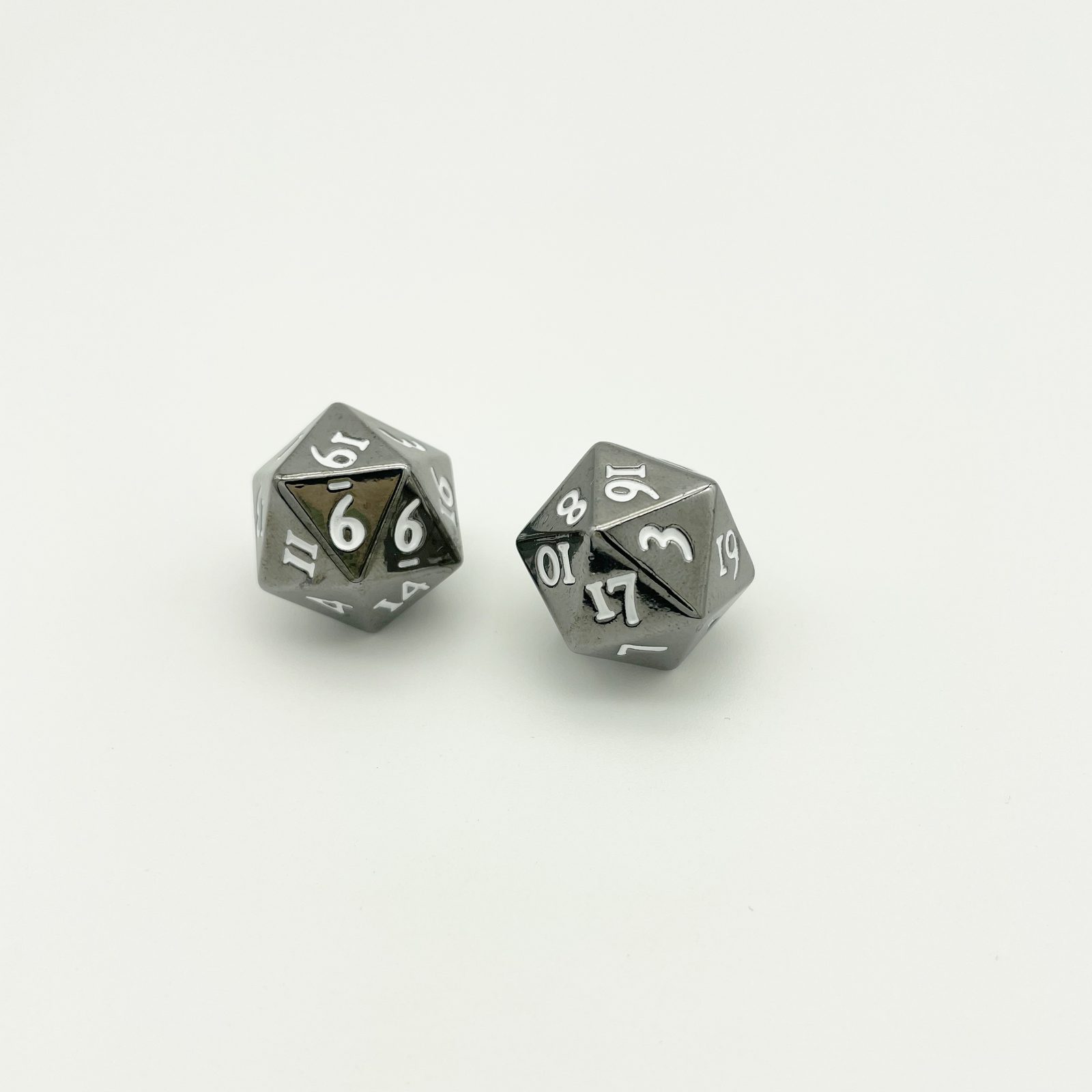 Custom metal tabletop dice, dark antique finish