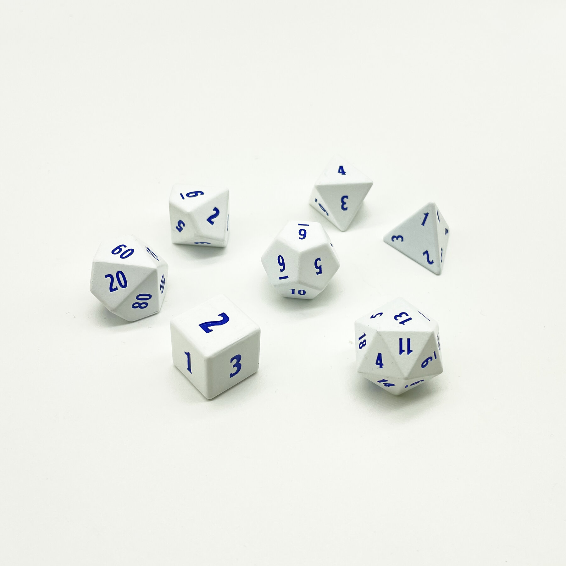 Custom metal polyhedral and standard dice for tabletop games, OEM